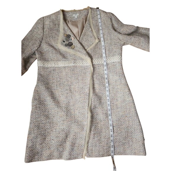 J. Jill Suit Jacket Womens Medium Tweed Beige Art To Wear Old Money Long - Picture 8 of 8